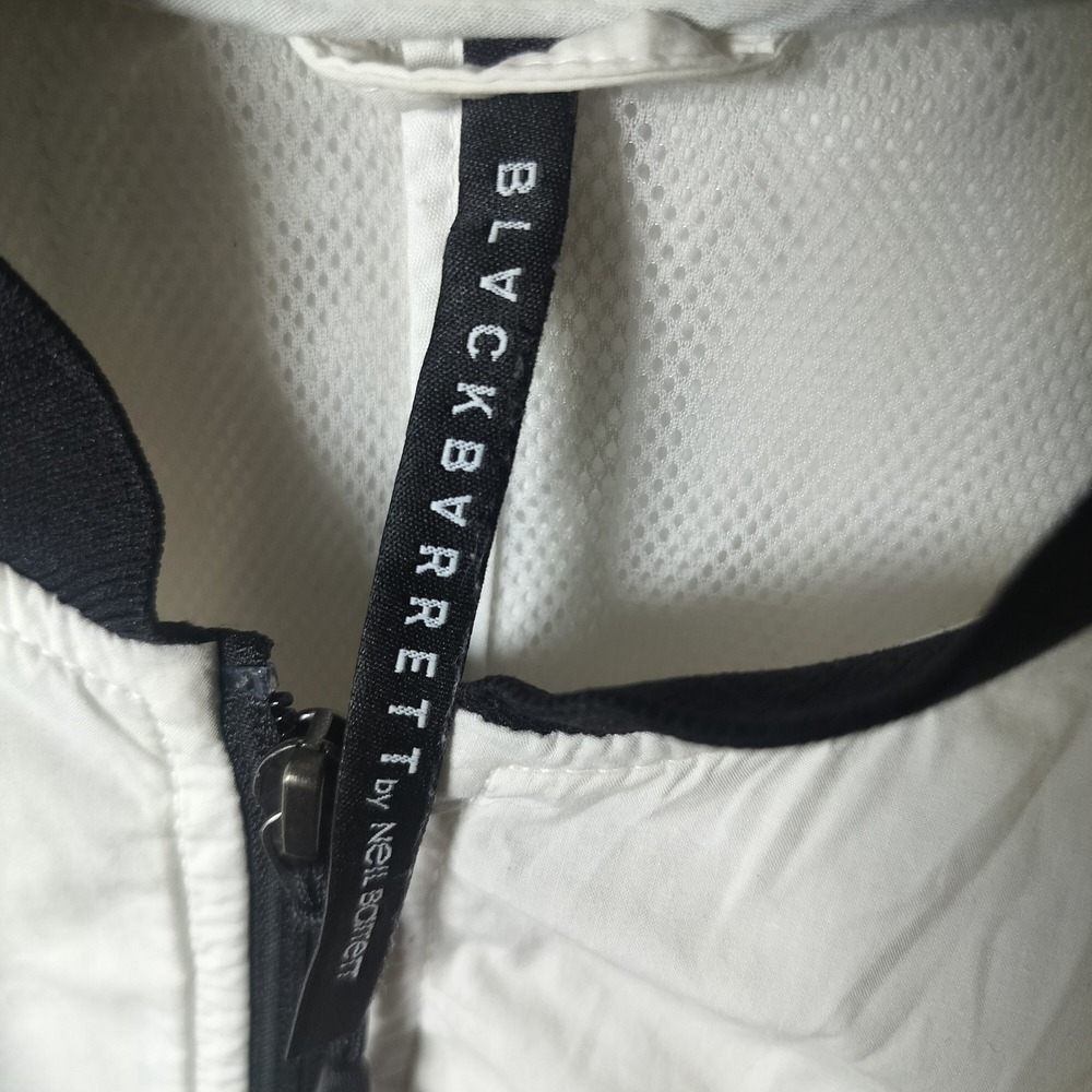 BLACKBARRETT by Neil Barrett Mens White Bomber Jacket Black Ribbed Trim Full Zip - Picture 4 of 11